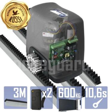 Imagem de Kit Motor Rossi 1/4CV Dz Nano Turbo 3m Crem 2 Control Portão Eletrônic