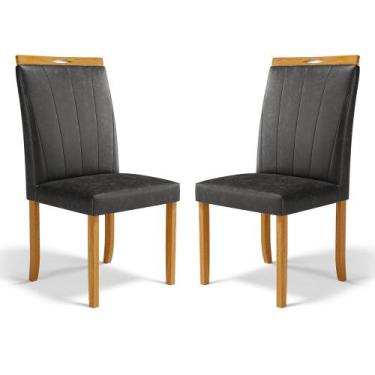 Imagem de Kit Com 2 Cadeiras Aurora Madeira Maciça Estofadas Para Mesa De Jantar