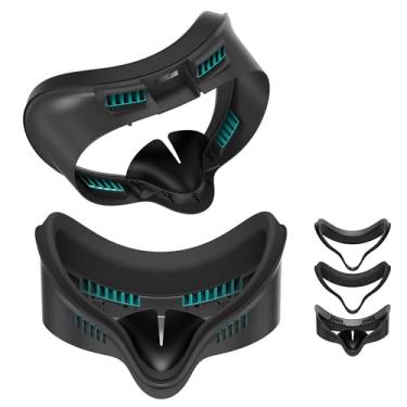 Imagem de Face Pad Cover and Facial Interface for Meta Quest 3S Accessories, Soft PU Leather & Ice Silk Cotton Face Pad Compatible with Oculus Quest 3S, Air-Circulation and Light-Blocking Nose Pad Design.