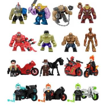 Imagem de Boneco super herois hulk thanos bloco de montar escolha, MOTOQUEIRO2