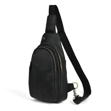 Imagem de Le'aokuu Mochila masculina casual para uso ao ar livre, chá, viagem, trilhas, tiracolo, tiracolo, bolsa masculina de couro 010, 1 preto