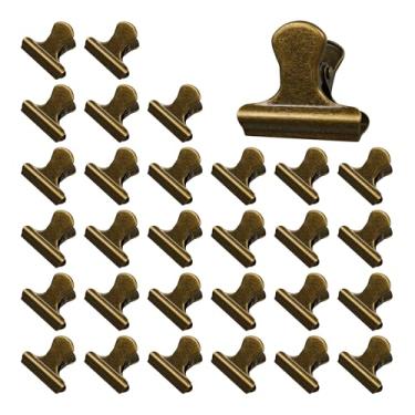 Imagem de Runseaway 30 clipes de metal de 31 mm, grampos de papel mini buldogue, clipes de touro, clipes de dobradiça para escritório, escola, material doméstico, fotos, artesanato, sacos de comida, bronze