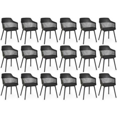 Imagem de Kit 18 Cadeiras de Jantar Estofada Marcela - Preto - Magazine Decor