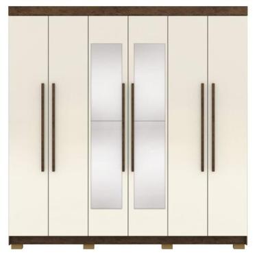 Imagem de Guarda Roupa Casal 6 Portas 2G Espelho 218 cm Imbuia Champanhe VLR - M