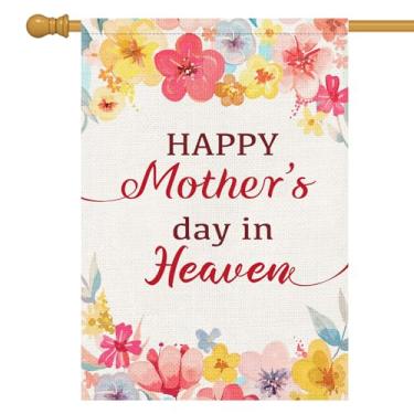 Imagem de Louise Maelys Bandeira de jardim do dia das mães do céu 71 x 101 cm dupla face, serapilheira grande memorial vertical floral flor jardim jardim placa mãe mãe avó cemitério decorações para túmulo