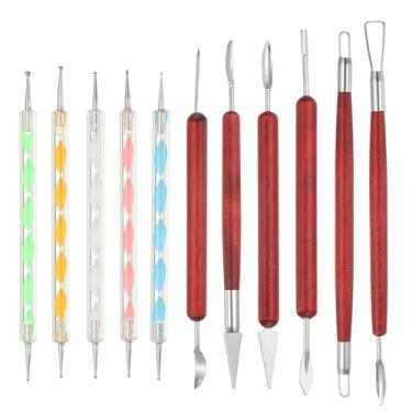 Imagem de YOKIVE 11 peças de ferramenta de escultura de argila de silicone, ferramentas de argila de polímero, ferramenta de modelagem de argila, ferramenta de pontilhamento, ótimo para pintura artesanal de