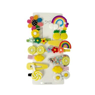 Imagem de Kit C/ 14 Presilhas Meninas Prendedor de Cabelo Sortidas Bico de Pato Tic Tac Laço Flor Etc (Modelo J)