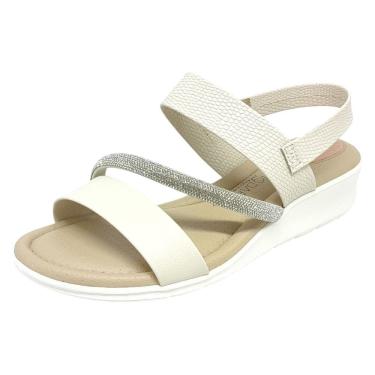 Imagem de Sandália Feminina Anabela Baixa Strass Estilo Confort Modare