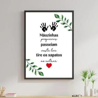 Imagem de Quadro Favor Tirar Os Sapatos Ao Entrar 60X40 Madeira Preta - Quadros 