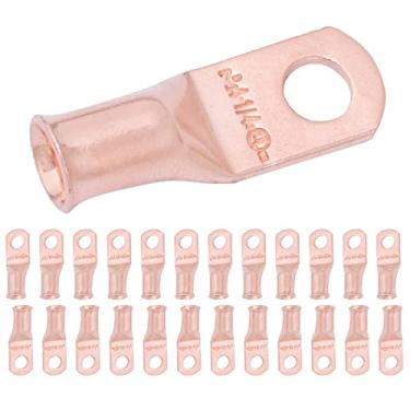Imagem de SELTERM 4 AWG parafuso de 0,63 cm (25 peças) UL de arame resistente, extremidades do cabo de bateria, ilhós de cobre nu, conectores de terminal de anel tubular [B31]