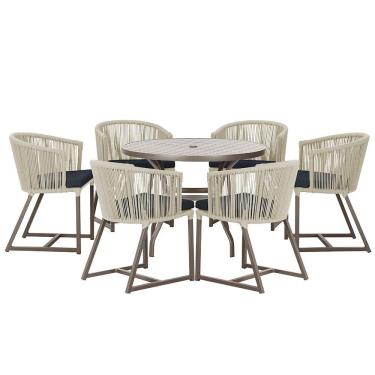 Imagem de Mesa com 6 Cadeiras de Jantar Roma 120cm e Noronha em Alumínio