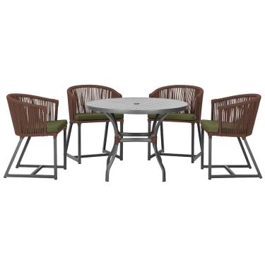 Imagem de Mesa com 4 Cadeiras de Jantar Roma 100cm e Noronha em Aluminío