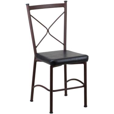 Imagem de Cadeira Buffet Em Alumínio Para Cozinha, Restaurante, Marrom Com Preto