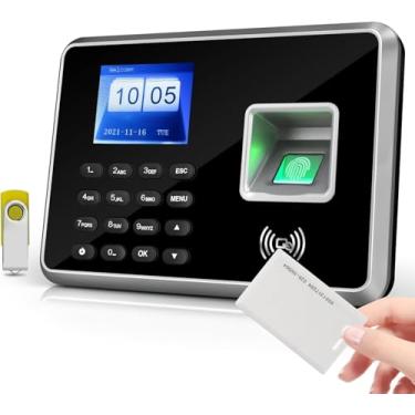 Imagem de Bisofice Relógio De Ponto Biométrico Bisofice, Máquina Controle Para Funcionários Com Suporte 1000 Unidades, Reconhecimento Impressão Digital/Senha/Cartão Identificação, Sistema 5 Idiomas, Porta Usb