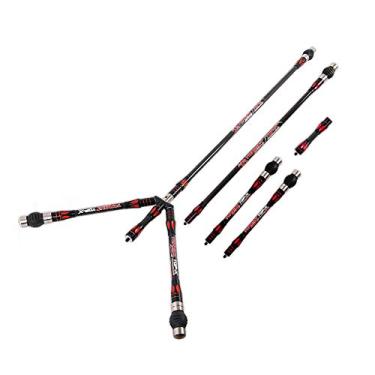 Imagem de SHARROW Conjunto De Barra Equilíbrio Para Arco E Flecha, Sistema Estabilizador Composto, Inclui Haste Principal, Extensão Lateral, Kit Rolo Carbono Recurvo Acessórios Caça (Vermelho)