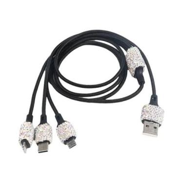 Imagem de Carregador De Carro USB Rosa Brilhante 5V 2.1A Porta Dupla Adaptador R