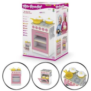 Imagem de Fogão de cozinha Brinquedo infantil Rosa de Madeira MDF - Junges