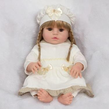Imagem de Bebe Reborn Realista Menina Loira 46cm Cabelo Longo Enxoval - Cegonha 