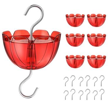 Imagem de Pacote com 6 alimentadores de beija-flor, protetor de formigas, fosso grande para comedouros de beija-flor, acessórios para uso ao ar livre à prova de formigas, protetor de formigas para torcer e