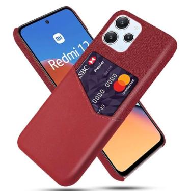 Imagem de Capa para Xiaomi POCO M6 PRO 5G,Tela e tampa de couro PU,Antideslizante,360°cobertura completa à prova de choque com 1 slot de cartão atrás,Prevenção de queda-Red