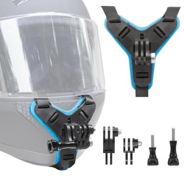 Imagem de Haoyou Alça De Suporte Queixo Para Capacete Compatível Com Gopro Hero 13, 12, 11, 10, 9, 8 E 7, Acessórios Montagem Extensão Motocicleta (Azul)