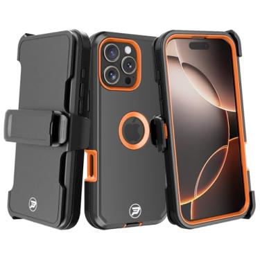 Imagem de Wireless ProTech Capa compatível com Apple iPhone 16 PRO MAX (tamanho da tela 6,9 polegadas), coldre com clipe de cinto resistente com camada tripla de TPU e capa lisa de policarbonato (preto/laranja)