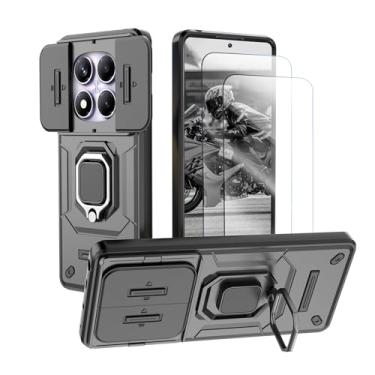 Imagem de Capa para Redmi Note 14 Pro 4G Capinha (Não aplicável a 5G) - com [2 peças] protetor de tela de vidro temperado e proteção deslizante da tampa da câmera e suporte