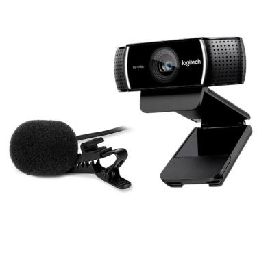 Imagem de Kit Streamer – Webcam Logitech C922 + Microfone de Lapela Sharkoon SM1