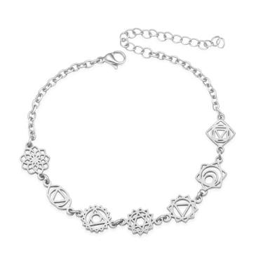 Imagem de COMTRUDE Pulseira feminina com 7 chacras requintadas para cura de aura e ioga, joias energéticas, presentes de aniversário, meditação, joia espiritual, cm, Aço inoxidável, Sem Pedra Preciosa