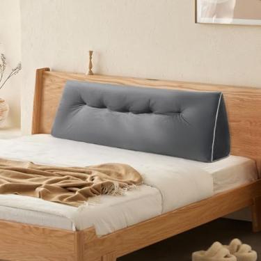 Imagem de LYLNBYWK Travesseiros de cabeceira em cunha completos, ergonômicos, triangulares, almofadas de encosto espessas para leitura no sofá, cinza escuro, 137 cm