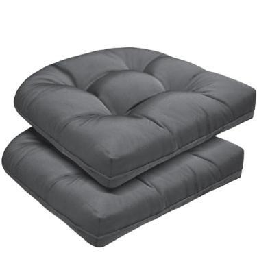 Imagem de DANGHOOGY Conjunto de 2 almofadas de cadeira de pátio para atividades ao ar livre, almofadas de cadeira para ambientes externos resistentes ao clima e ao desbotamento, 48 cm x 48 cm com espuma