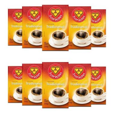 Imagem de Café 3 Corações Tradicional A Vácuo Kit 10 Pacotes De 250G - Tres Cora