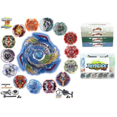 Imagem de Kit 8 Beyblade Burst + 8 Lançadores + 3 Grip + Maleta Beyblade - Hasbr