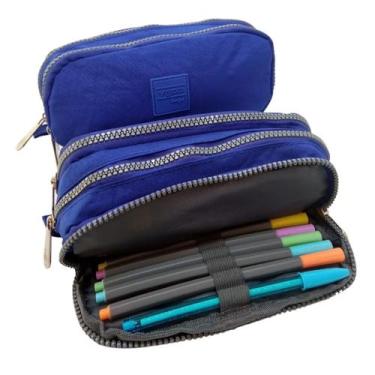 Imagem de Estojo escolar triplo 3 divisórias Nylon Cores a Escolha Yepp - Yepp ,