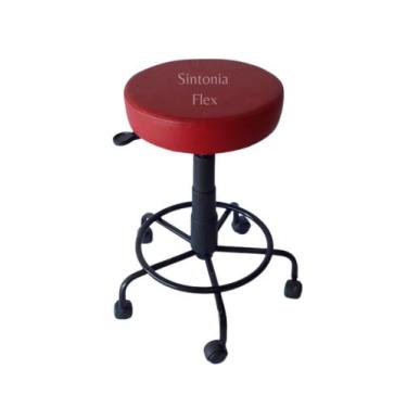 Imagem de Mocho Estética Base Ferro Apoio Pé Rodízio Corano Vermelho - Sintonia 