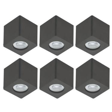 Imagem de Conjunto 6 Luminárias de Teto Zoom Spots Quadrados de Sobrepor Pretos Bivolt Dital Decoração