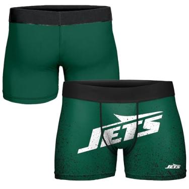 Imagem de FOCO Cueca boxer masculina NFL oficialmente licenciada pela cor do time com logotipo primário para fãs de futebol - New York Jets - GG