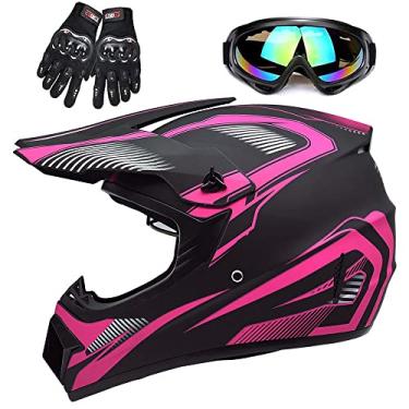 Imagem de Capacete adulto de 4 rodas, capacete off-road, capacete de motocross, certificação DOT, capacetes completos confortáveis e respiráveis para locomotivas usadas em todas as estações, rosa, M