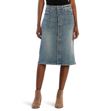 Imagem de KUT from the Kloth Saia rosa feminina botão frontal bolso portchop, Majestic, 52