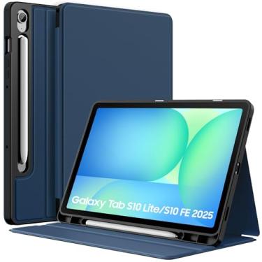 Imagem de MoKo Capa para Samsung Galaxy Tab S10 FE/ S9 FE 5G 10,9 polegadas 2025/2023, S9 11 polegadas 2023 com suporte para caneta S, capa fina de visualização multiângulo com capa traseira de TPU macio para