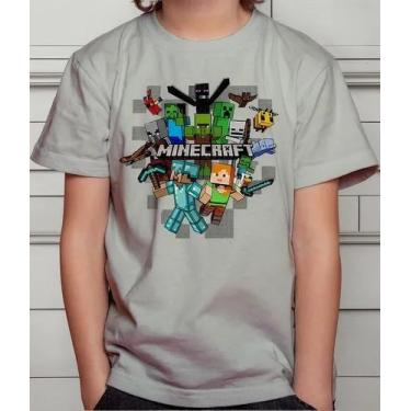 Imagem de Camisa Camiseta Juvenil Infantil Menino Menina Gamer Blocos Mine Roupa