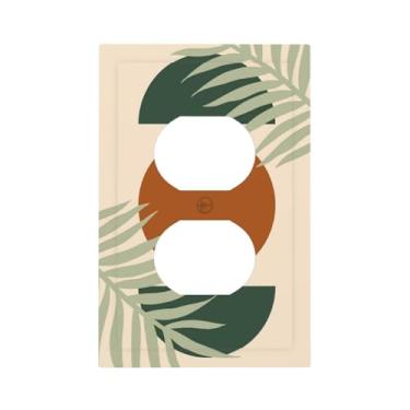 Imagem de Vintage Boho Sun Leaf 1 Gang Duplex Outlet Covers Light Switch Cover Placa Decorativa Receptáculo Elétrico Placa Frontal para Decoração de Painel de Parede Doméstica