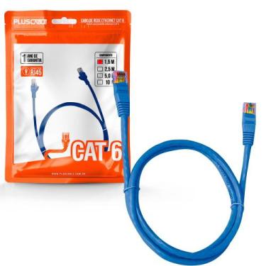Imagem de Cabo De Rede Patch Cord Rj45 Cat 6, 1.5 Metros, Azul - Plus Cable Pc-E