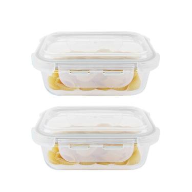 Imagem de Kit 2 Potes Hermético Vidro Marmita Micro-Ondas 370Ml