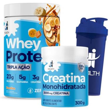 Imagem de Melhor Combo Whey Protein com Creatina Monohidratada Pura e Glutamina 