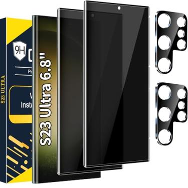Imagem de Protetor de tela S23 Ultra Privacy - vidro temperado 9H, suporte ultrassônico para impressão digital, curvo 3D, película anti-espião transparente HD para Samsung S23 Ultra 5G protetor de tela de vidro