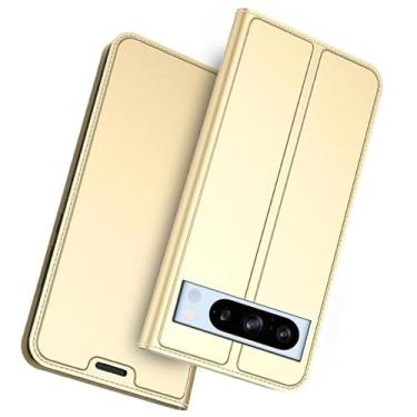 Imagem de LTLMYDAM Capa carteira para Google Pixel 10PROXL/10 Pro/10, capa flip de couro fólio para armazenamento de cartões, proteção contra choque, capa interna de TPU, dourado, 17
