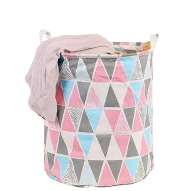 Imagem de Cesto Organizador Multiuso Dobrável–Impermeável, Compacto e Resistente – Ideal para Roupa Suja, (Triângulo Colorido)