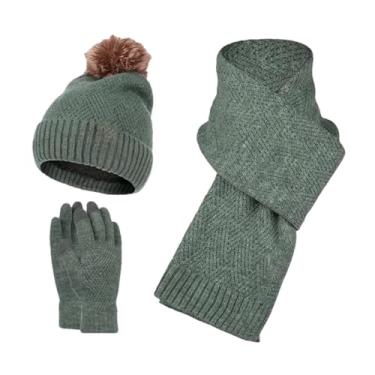 Imagem de Conjunto de gorro de lã de inverno para mulheres e homens, cachecol de lã engrossado, quente, de caxemira, gorros, cachecóis, luvas, Mo EN8