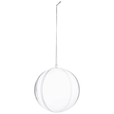 Imagem de Enfeite de bola grande e transparente - Bola transparente para artesanato DIY com fecho de pressão e laço para pendurar - 12 cm